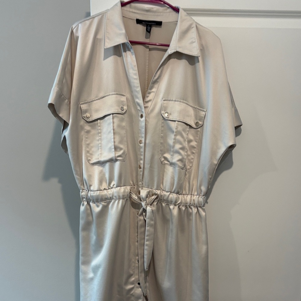 White House Black Market Beige Shirt Dress - Picture 5 of 6